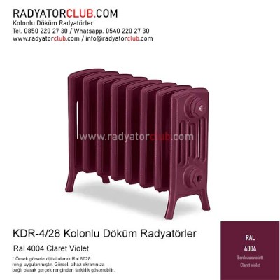 Kdr-4-28 Kolonlu Ayaklı Döküm Radyatör, Ral 4004 |  8 Kolon Kdr-4-28 Kolonlu Ayaklı Döküm Radyatör, Ral 4004 |  8 Kolon